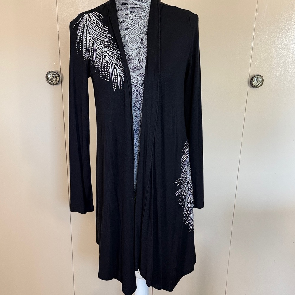 INC International Concepts Black Cardigan with Silver Accents